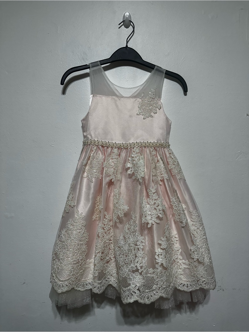 American Princess Girls' Pink Lace Overlay Formal Dress Size 6 kids